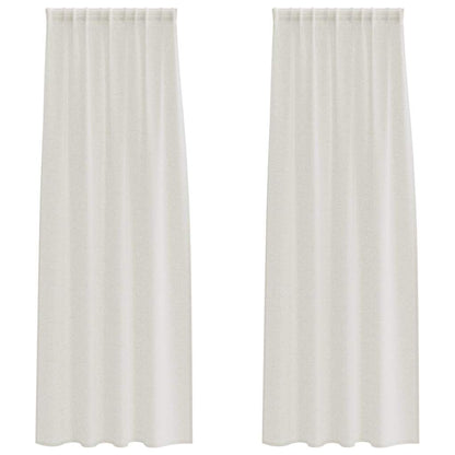 Voile Curtain with Curtains 2 pcs Cream 245 x 140 cm Polyester