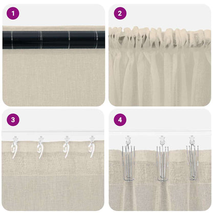 Voile Curtain with Curtains 2 pcs Sand 175 x 140 cm Polyester