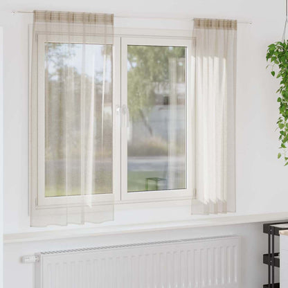 Voile Curtain with Curtains 2 pcs Sand 175 x 140 cm Polyester