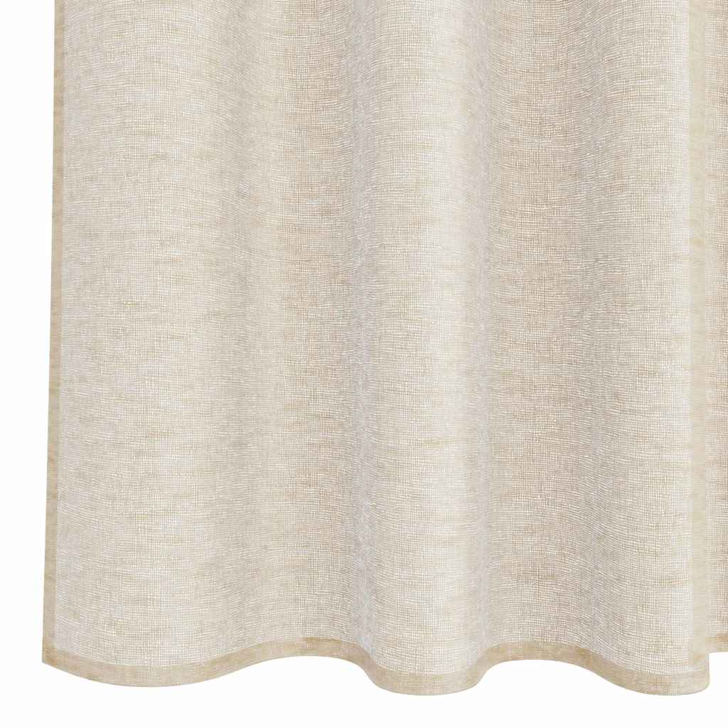 Voile Curtain with Curtains 2 pcs Sand 225 x 140 cm Polyester