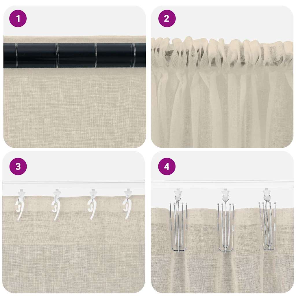 Voile Curtain 2 pcs Sand 260 x 140 cm Polyester