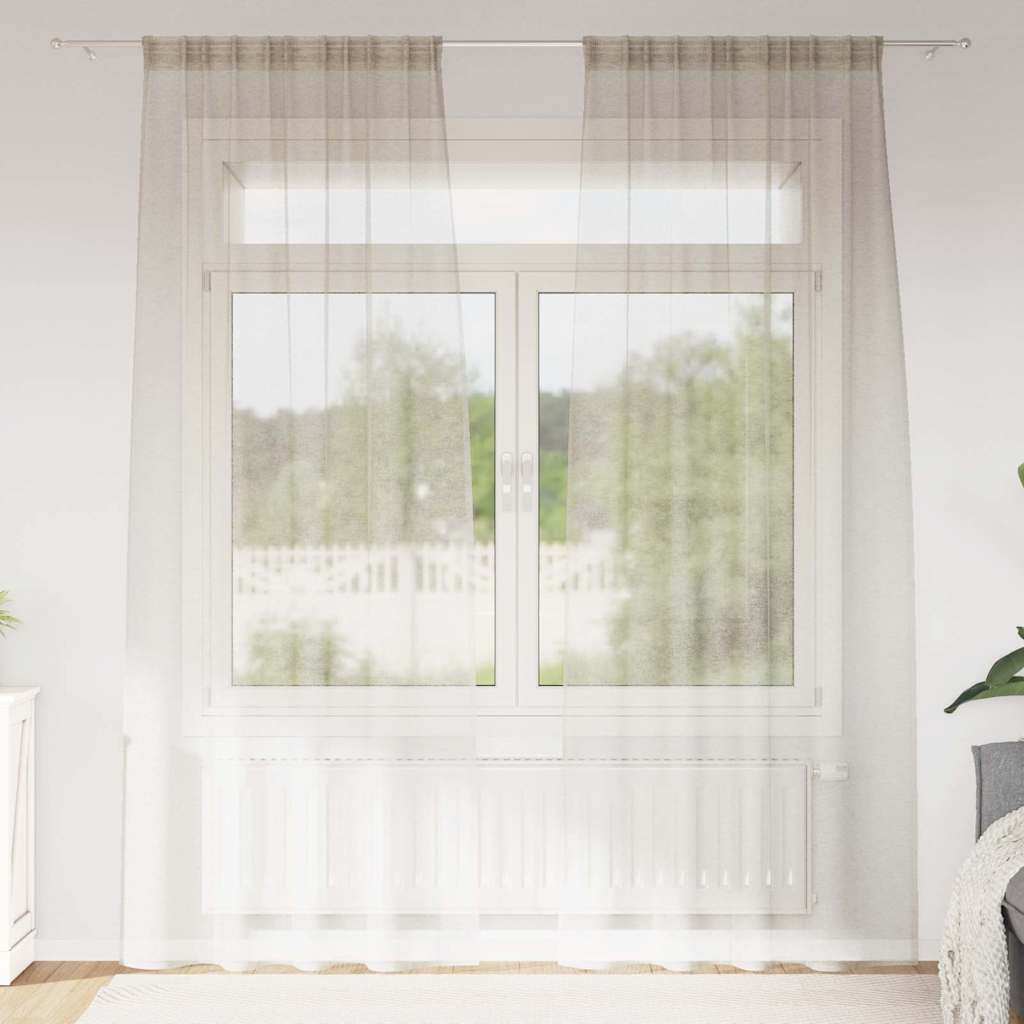 Voile Curtain 2 pcs Sand 260 x 140 cm Polyester