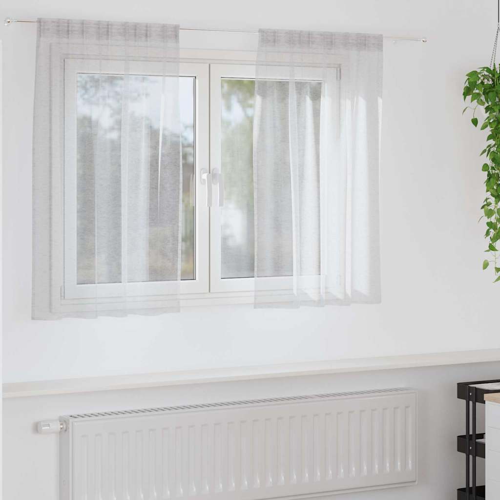 Voile Curtain 2 pcs Light Grey 140 x 140 cm Polyester