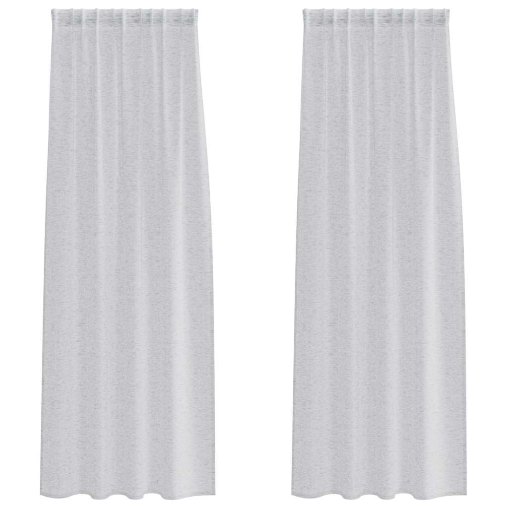 Voile Curtain 2 pcs Light Grey 245 x 140 cm Polyester
