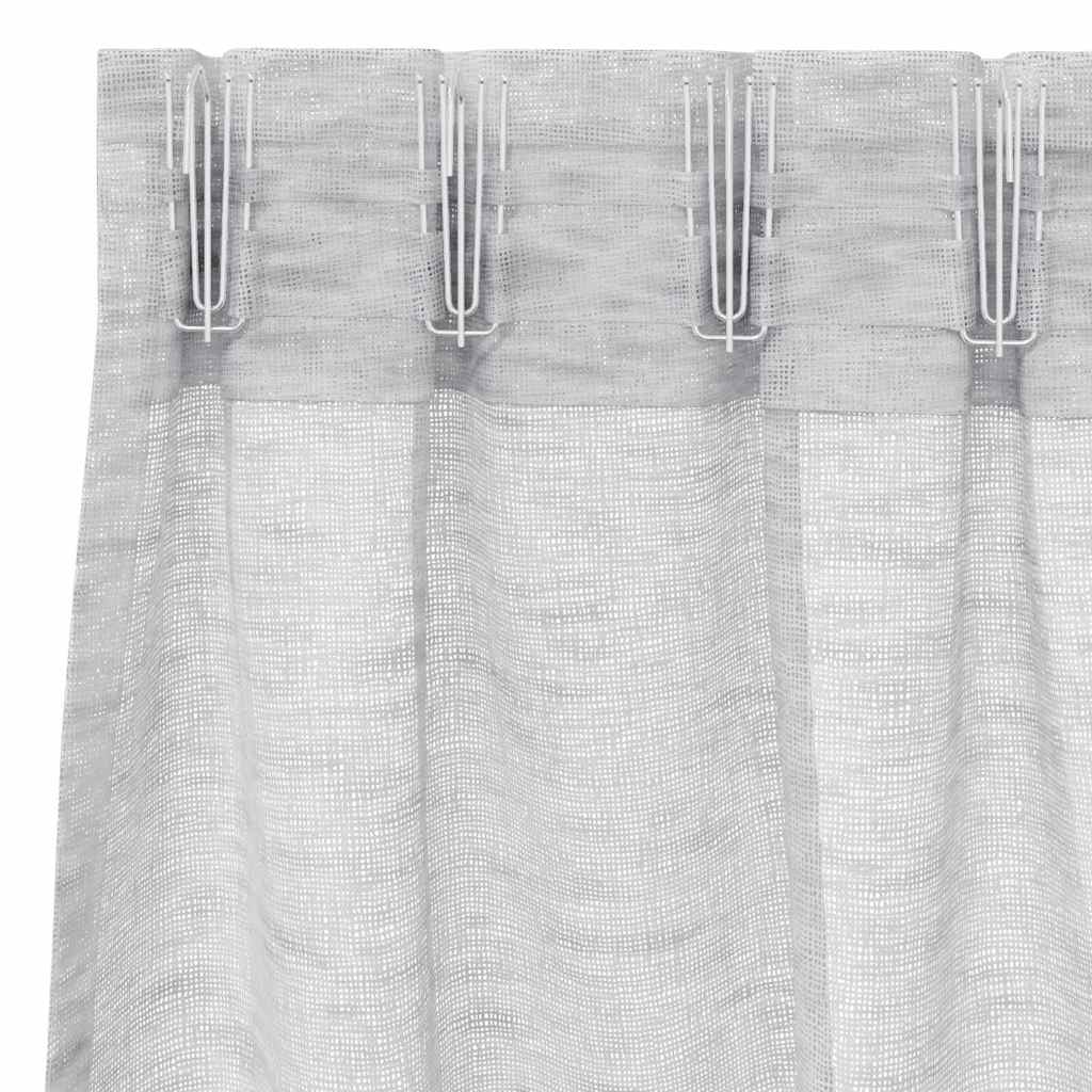 Voile Curtain 2 pcs Light Grey 260 x 140 cm Polyester