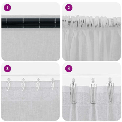 Voile Curtain 2 pcs Light Grey 260 x 140 cm Polyester