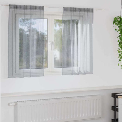 Voile Curtain 2 pcs Dark Grey 140 x 140 cm Polyester