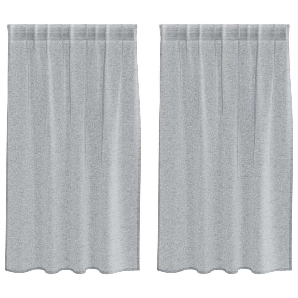 Voile Curtain 2 pcs Dark Grey 140 x 140 cm Polyester