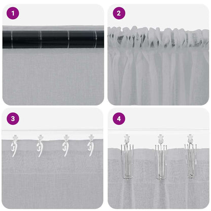 Voile Curtain 2 pcs Dark Grey 175 x 140 cm Polyester