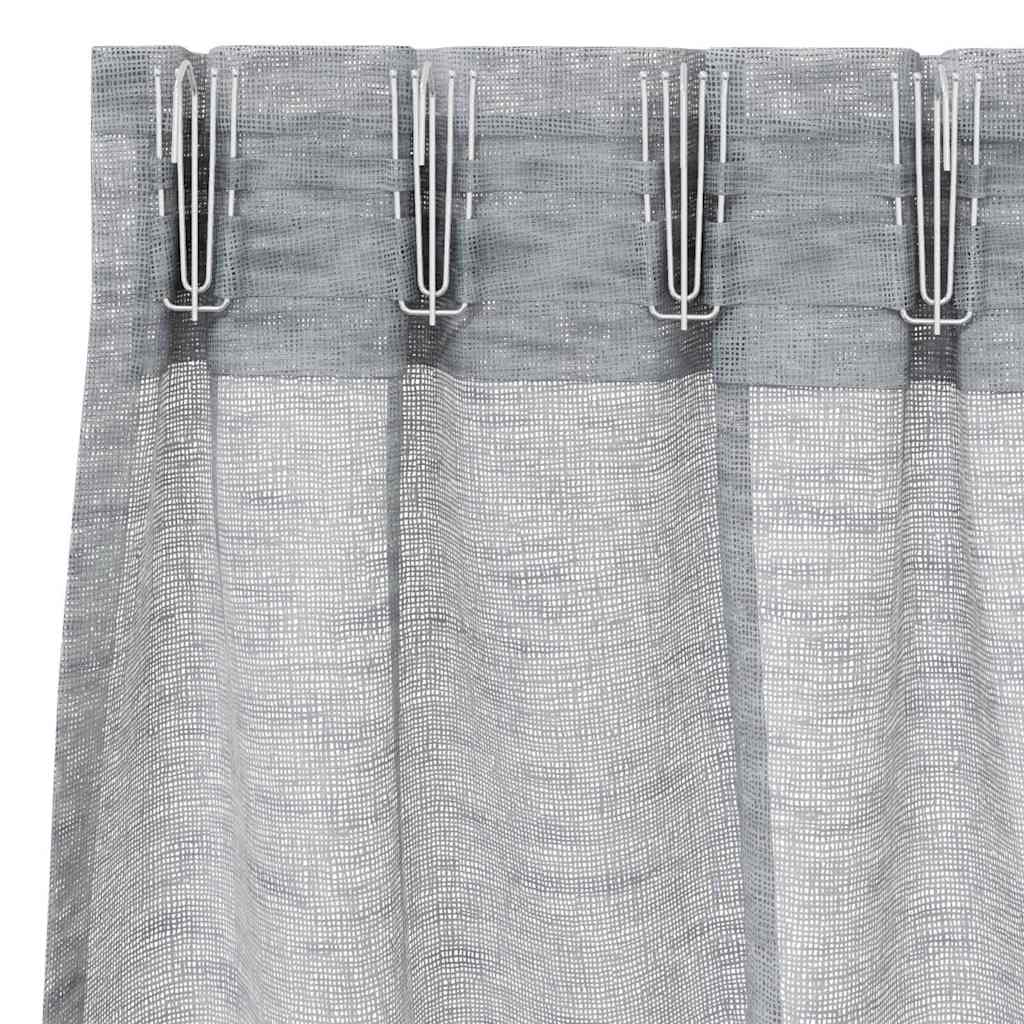 Voile Curtain 2 pcs Dark Grey 245 x 140 cm Polyester