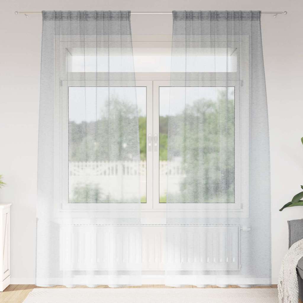 Voile Curtain 2 pcs Dark Grey 245 x 140 cm Polyester