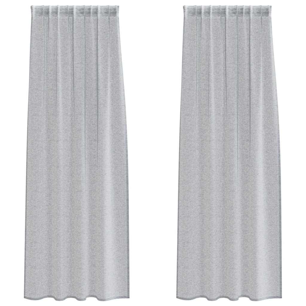 Voile Curtain 2 pcs Dark Grey 260 x 140 cm Polyester