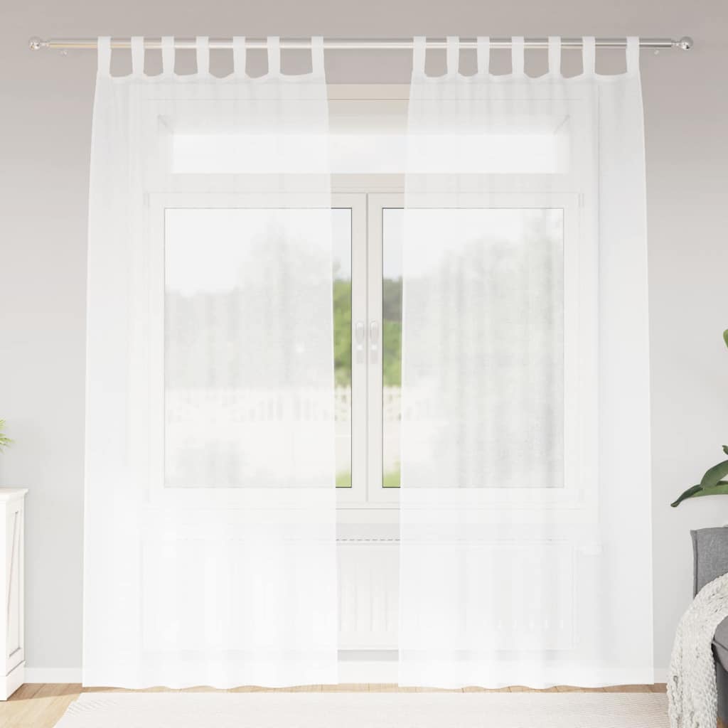 Voile Curtain with Curtains 2 pcs White 225 x 140 cm Polyester