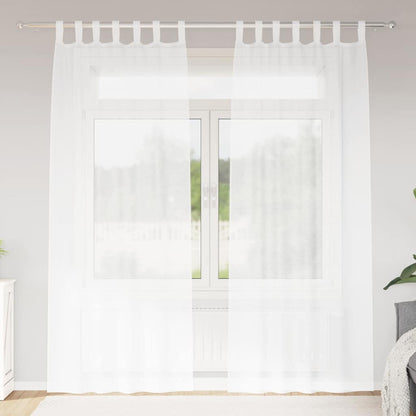 Voile Curtain with Curtains 2 pcs White 245 x 140 cm Polyester