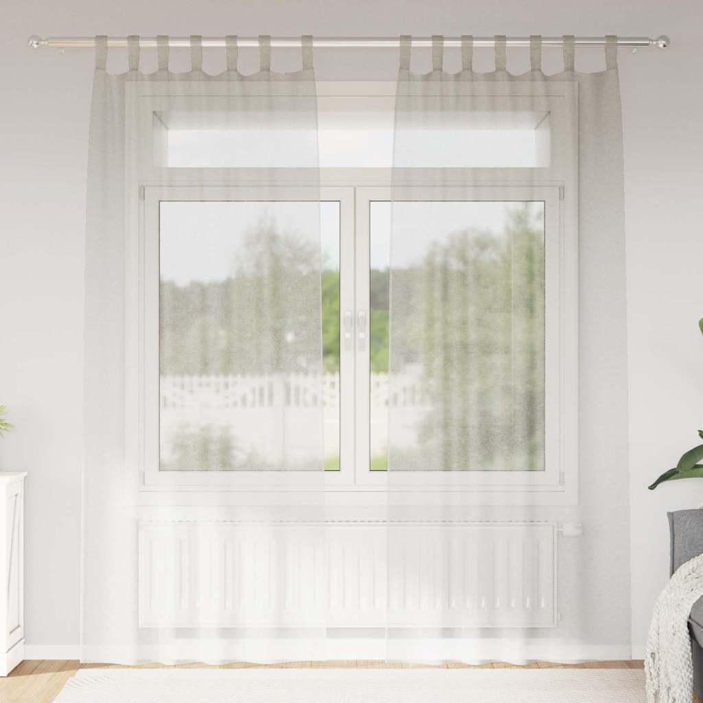 Voile Curtain with Curtains 2 pcs Cream 245 x 140 cm Polyester