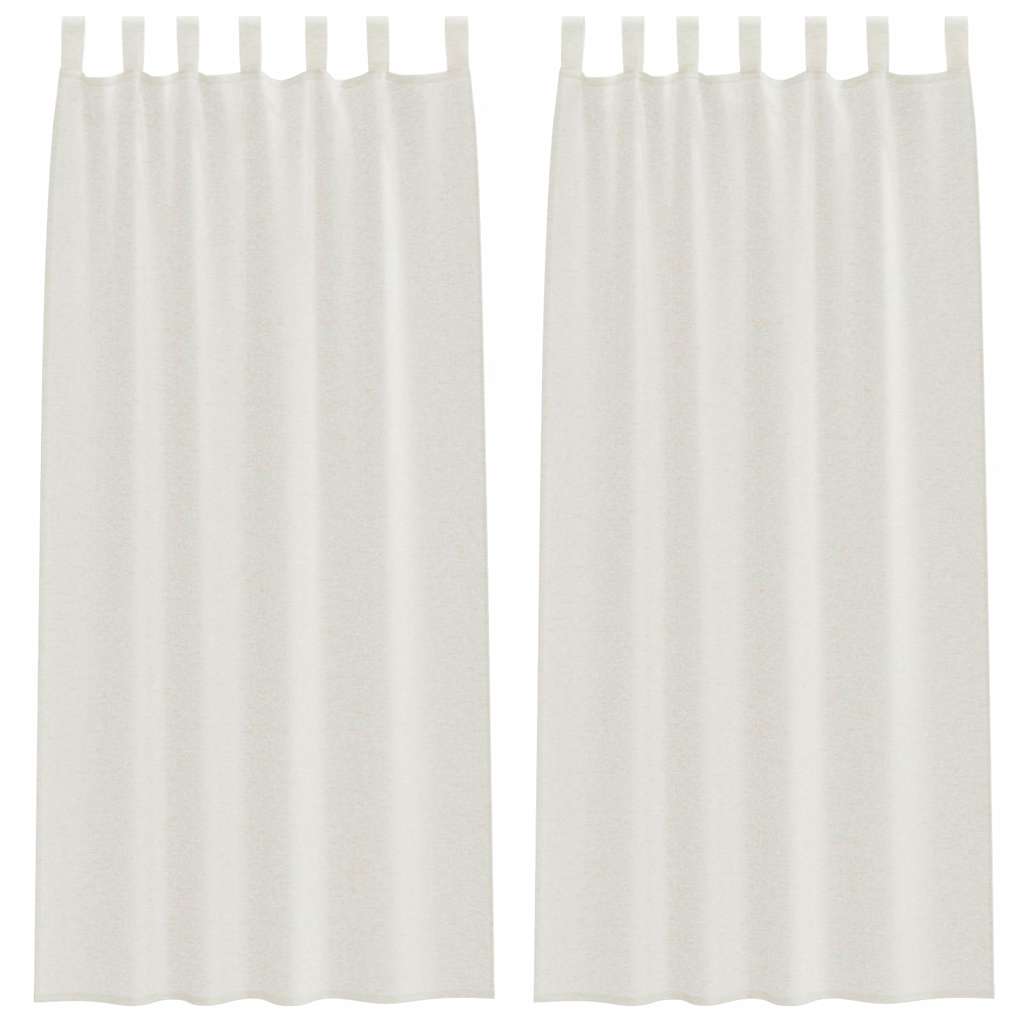 Voile Curtain with Curtains 2 pcs Cream 245 x 140 cm Polyester
