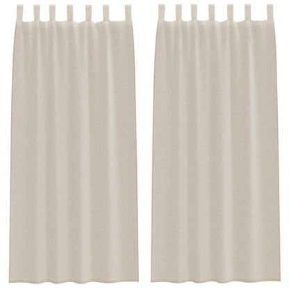 Voile Curtain with Curtains 2 pcs Sand 225 x 140 cm Polyester