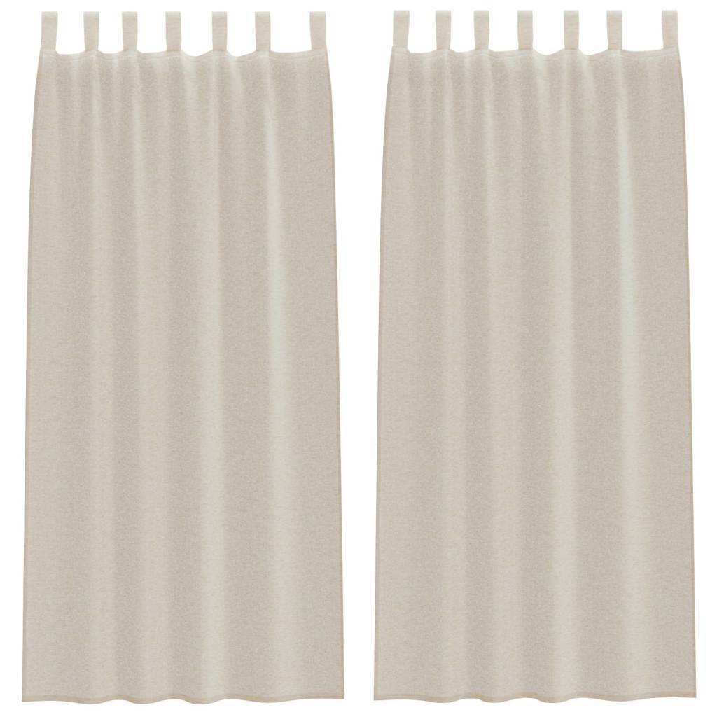 Voile Curtain with Curtains 2 pcs Sand 245 x 140 cm Polyester