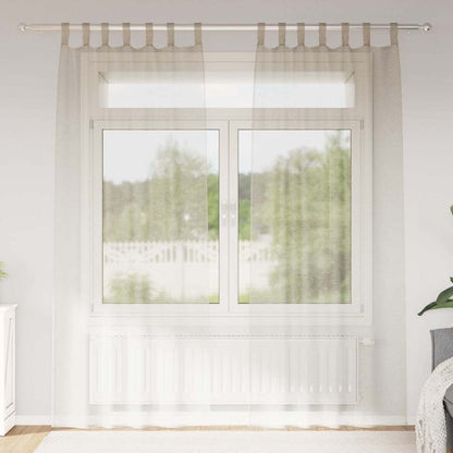 Voile Curtain with Curtains 2 pcs Sand 260 x 140 cm Polyester