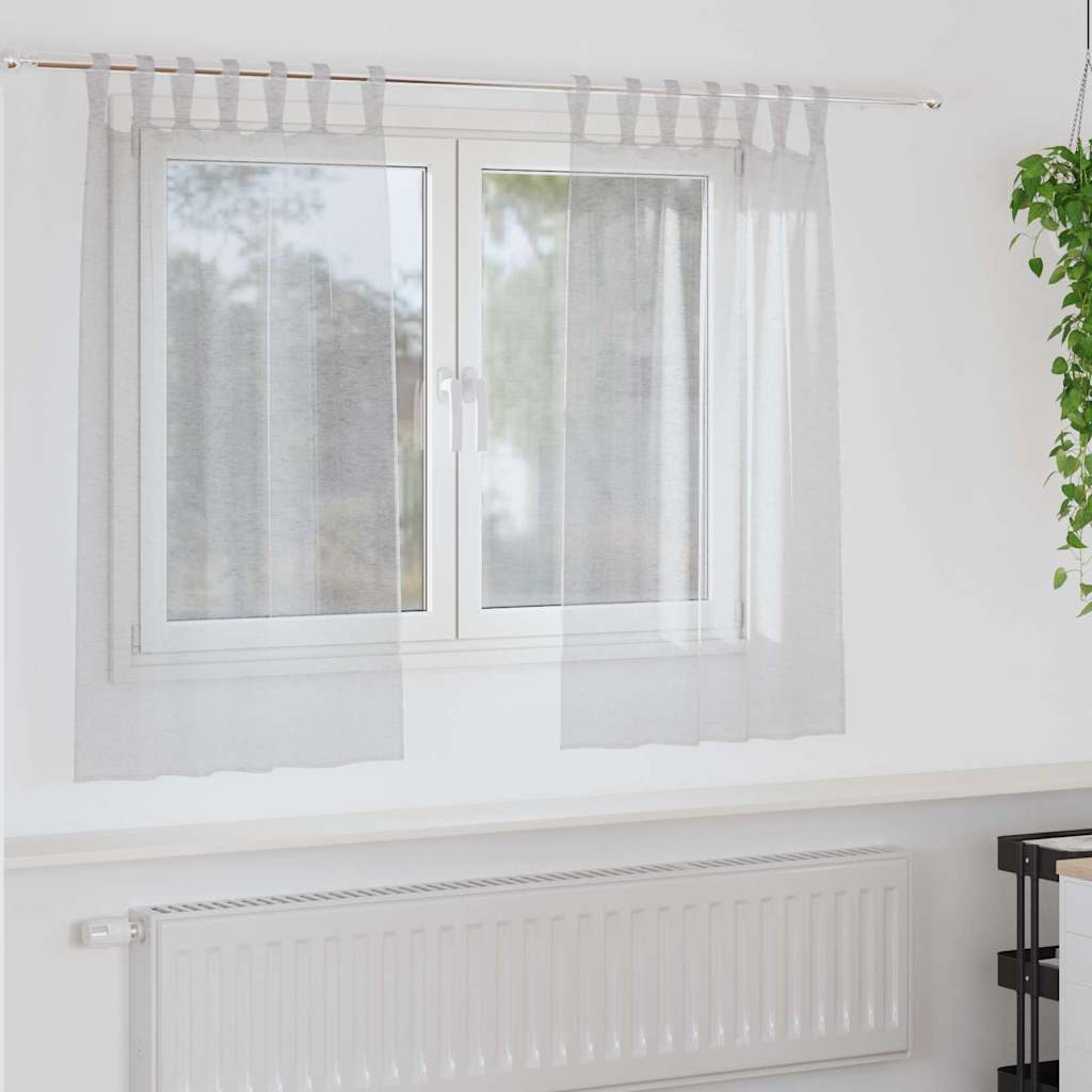 Voile Curtain 2 pcs Light Grey 140 x 140 cm Polyester