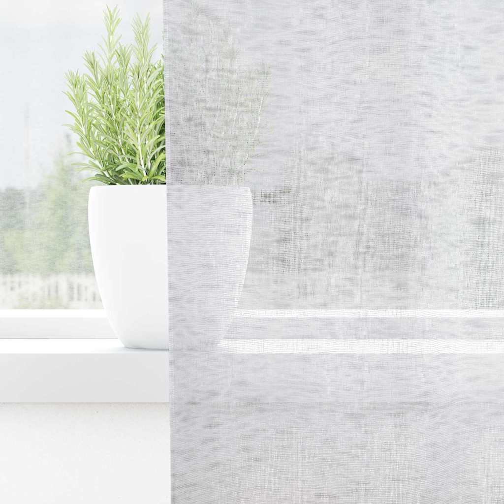 Voile Curtain 2 pcs Light Grey 245 x 140 cm Polyester