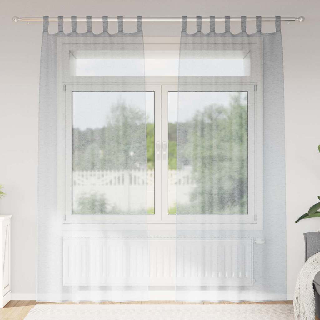Voile Curtain 2 pcs Dark Grey 245 x 140 cm Polyester