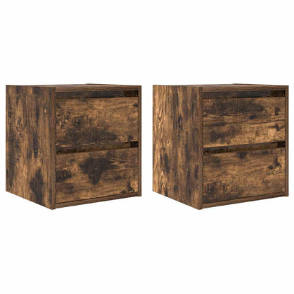 Wall-mounted Bedside Cabinets 2 pcs Smoked Oak 38x34x40 cm