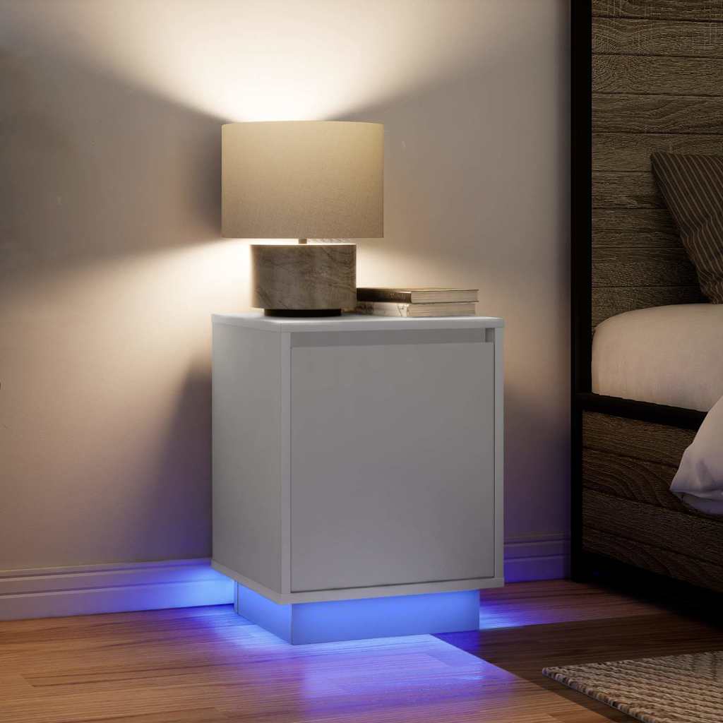 Bedside Cabinets with LED Lights 2 pcs White 38x34x50 cm