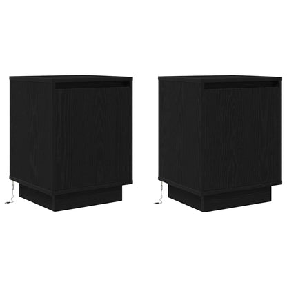 Bedside Cabinets with LED Lights 2 pcs Black 38x34x50 cm