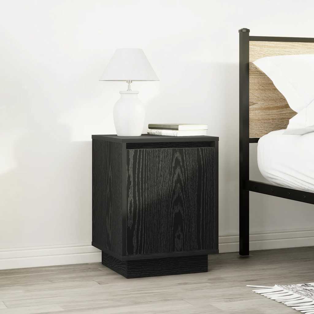 Bedside Cabinets with LED Lights 2 pcs Black 38x34x50 cm
