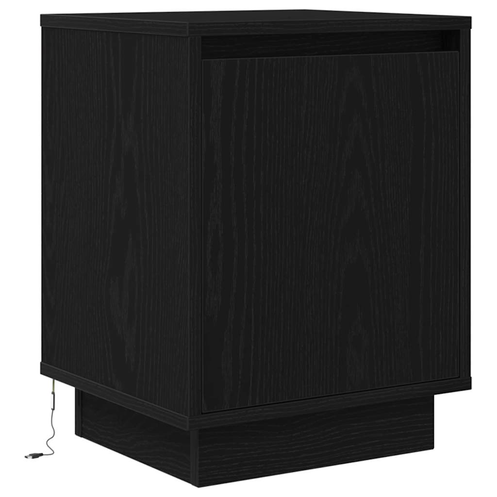 Bedside Cabinets with LED Lights 2 pcs Black 38x34x50 cm