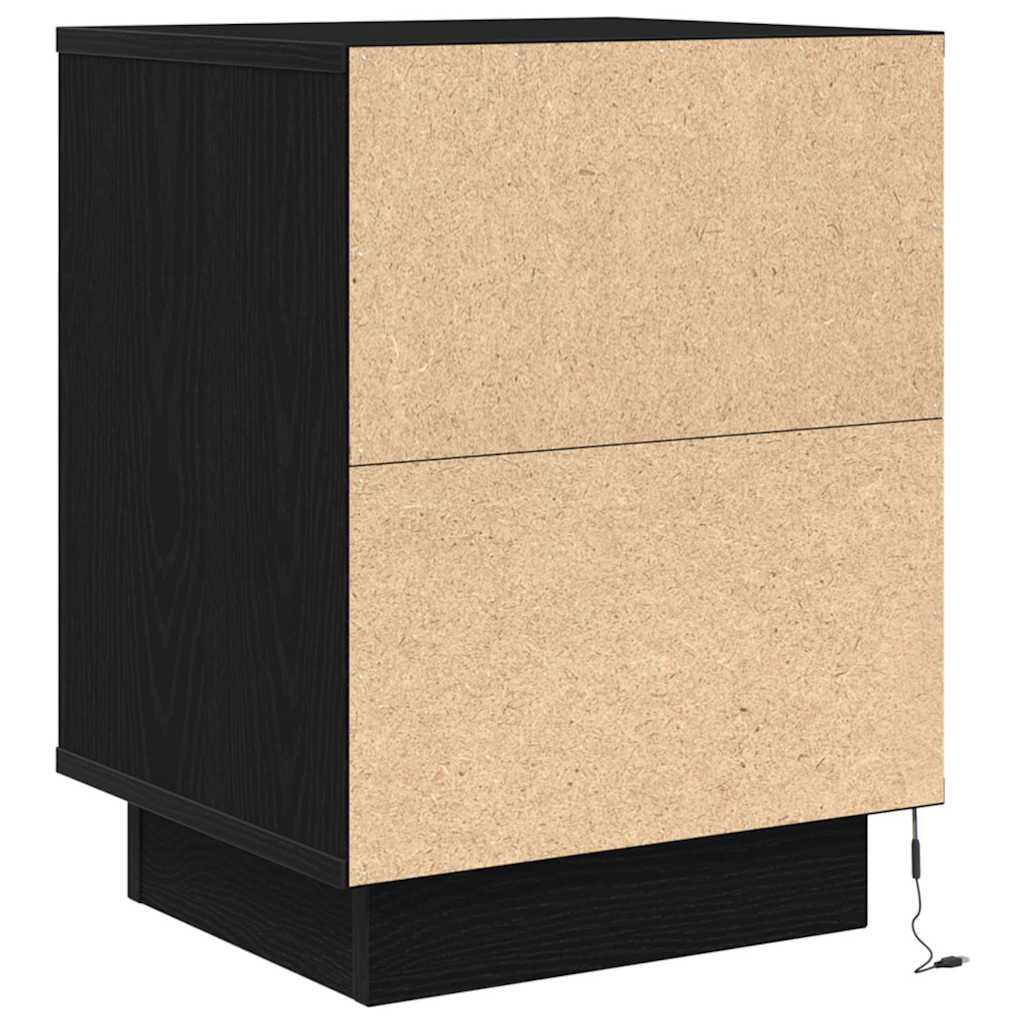 Bedside Cabinets with LED Lights 2 pcs Black 38x34x50 cm