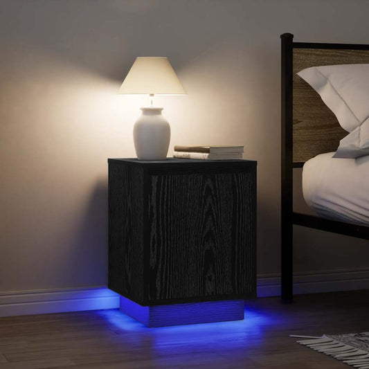 Bedside Cabinets with LED Lights 2 pcs Black 38x34x50 cm