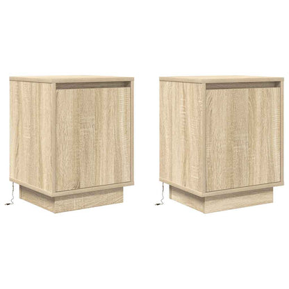 Bedside Cabinets with LED Lights 2 pcs Sonoma Oak 38x34x50 cm