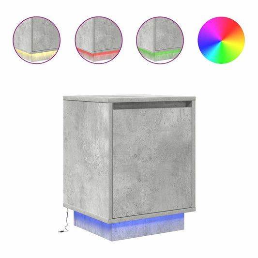 Bedside Cabinets with LED Lights 2 pcs Concrete Grey 38x34x50cm