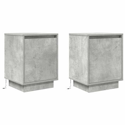 Bedside Cabinets with LED Lights 2 pcs Concrete Grey 38x34x50cm