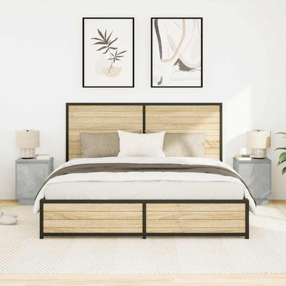 Bedside Cabinets with LED Lights 2 pcs Concrete Grey 38x34x50cm