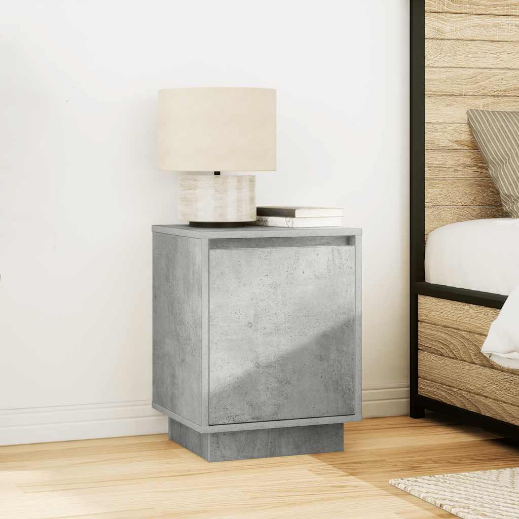 Bedside Cabinets with LED Lights 2 pcs Concrete Grey 38x34x50cm