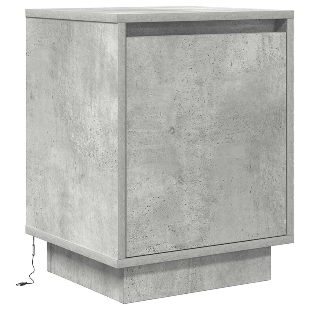 Bedside Cabinets with LED Lights 2 pcs Concrete Grey 38x34x50cm