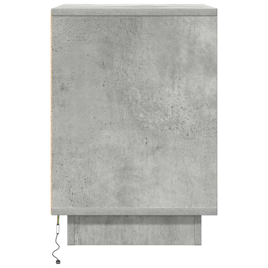 Bedside Cabinets with LED Lights 2 pcs Concrete Grey 38x34x50cm