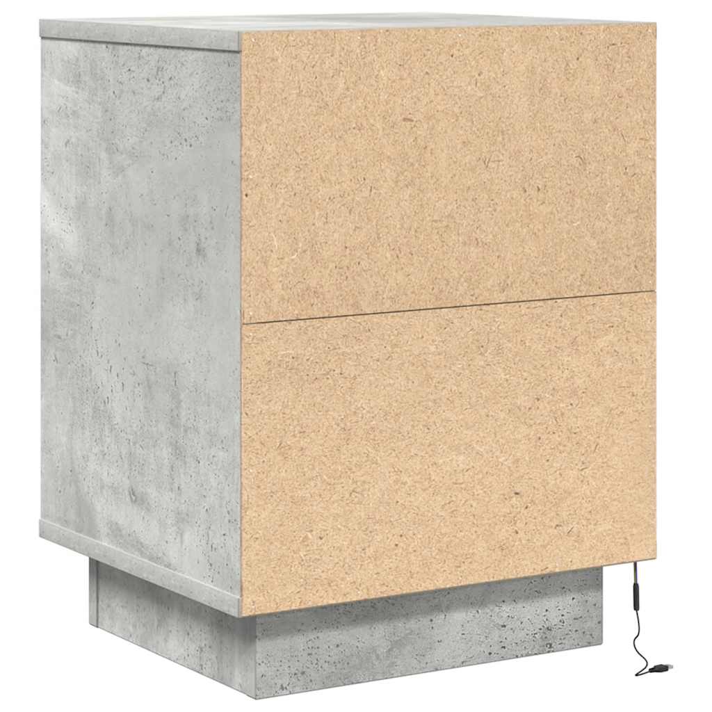 Bedside Cabinets with LED Lights 2 pcs Concrete Grey 38x34x50cm