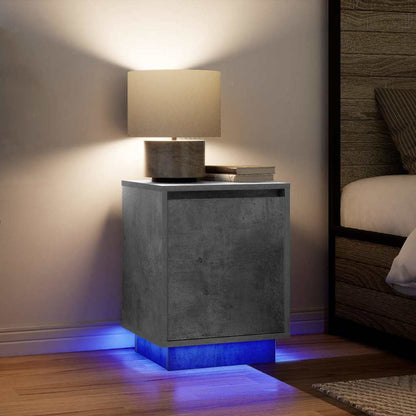 Bedside Cabinets with LED Lights 2 pcs Concrete Grey 38x34x50cm