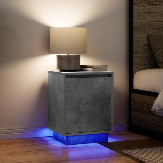 Bedside Cabinets with LED Lights 2 pcs Concrete Grey 38x34x50cm