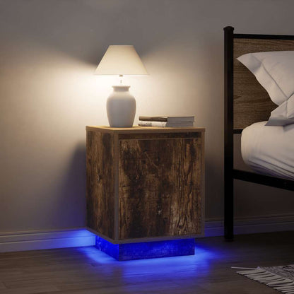 Bedside Cabinets with LED Lights 2 pcs Smoked Oak 38x34x50 cm