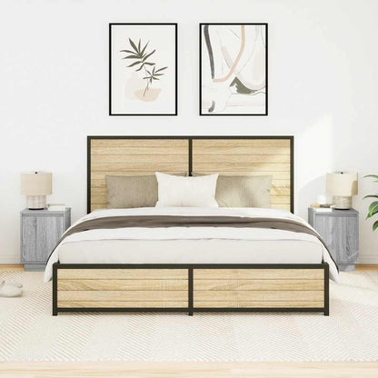 Bedside Cabinets with LED Lights 2 pcs Grey Sonoma 38x34x50 cm