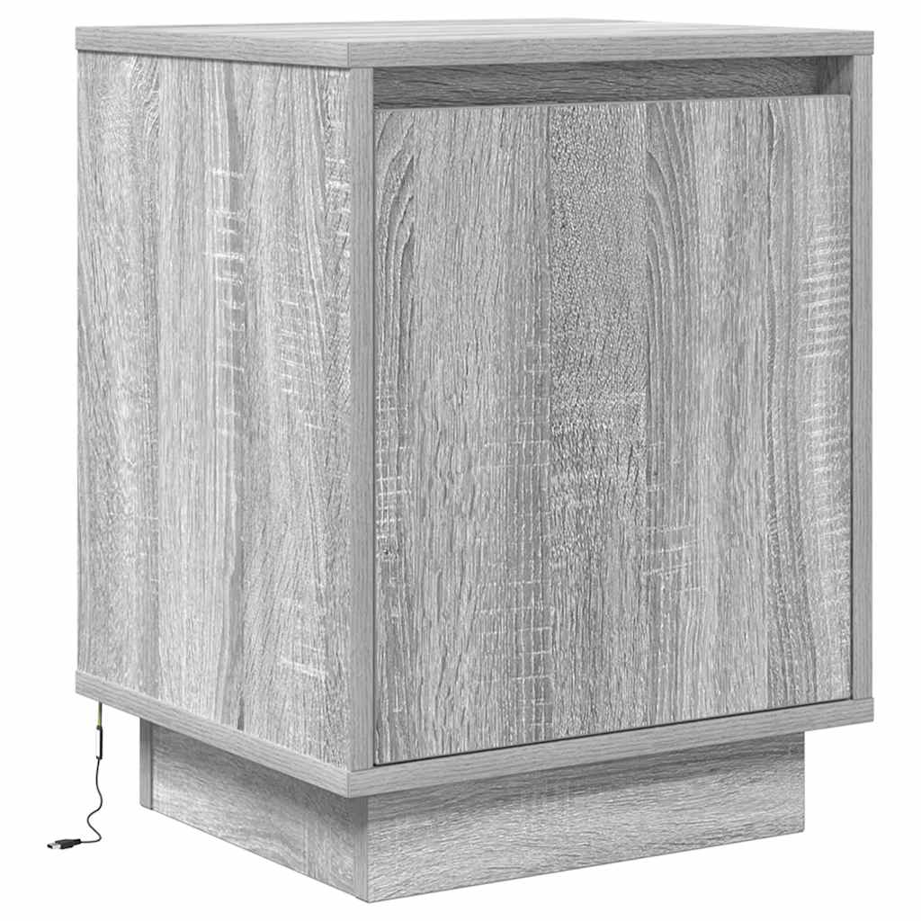 Bedside Cabinets with LED Lights 2 pcs Grey Sonoma 38x34x50 cm