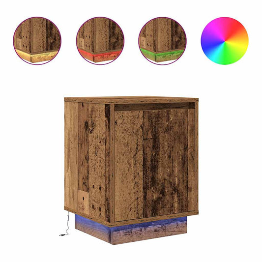 Bedside Cabinets with LED Lights 2 pcs Old Wood 38x34x50 cm