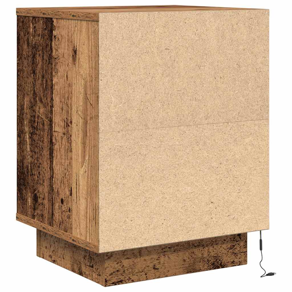 Bedside Cabinets with LED Lights 2 pcs Old Wood 38x34x50 cm
