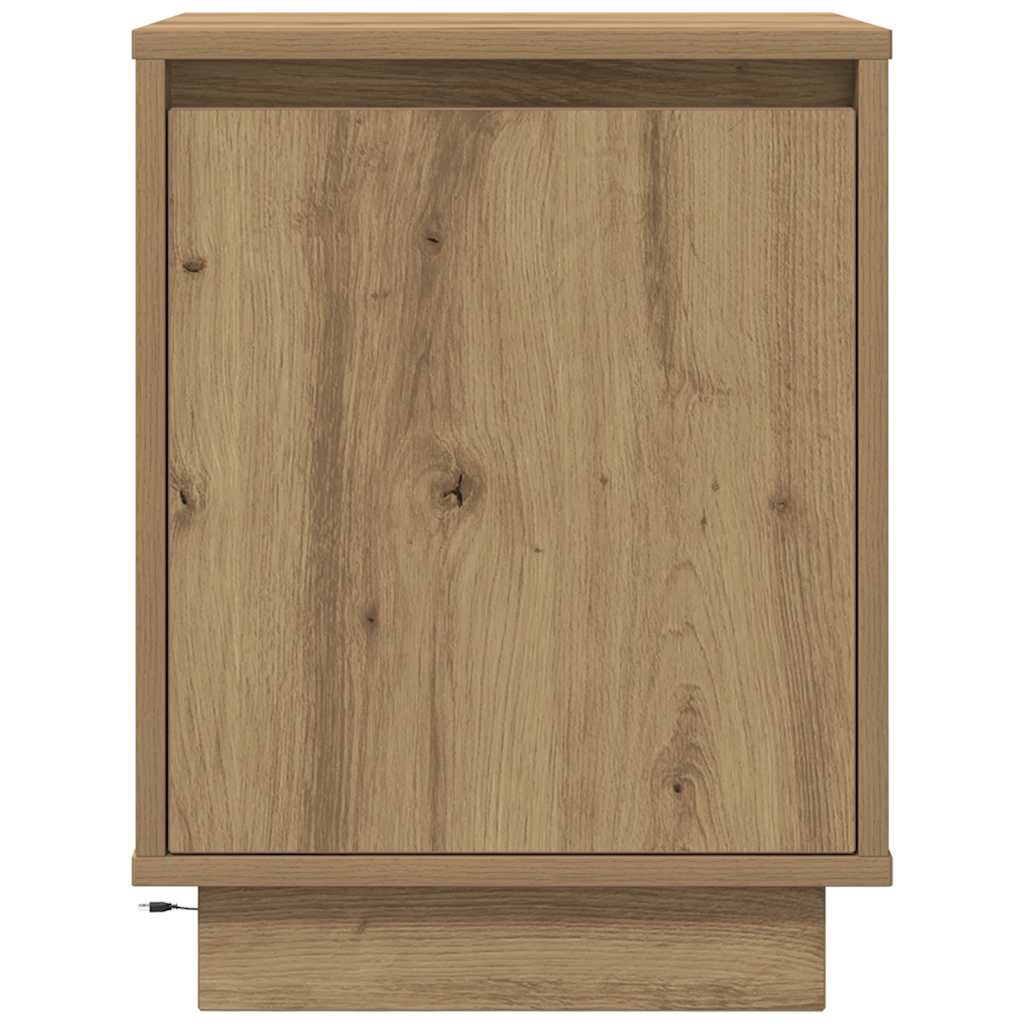 Bedside Cabinet with LED Lights Artisan Oak 38x34x50 cm