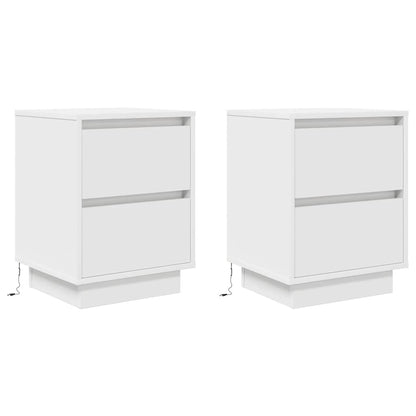 Bedside Cabinets with LED Lights 2 pcs White 38x34x50 cm
